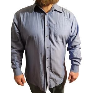 Nordstrom Blue Jacquard Cotton Dress Shirt 17.5 37 Tailored Fit Preppy Executive